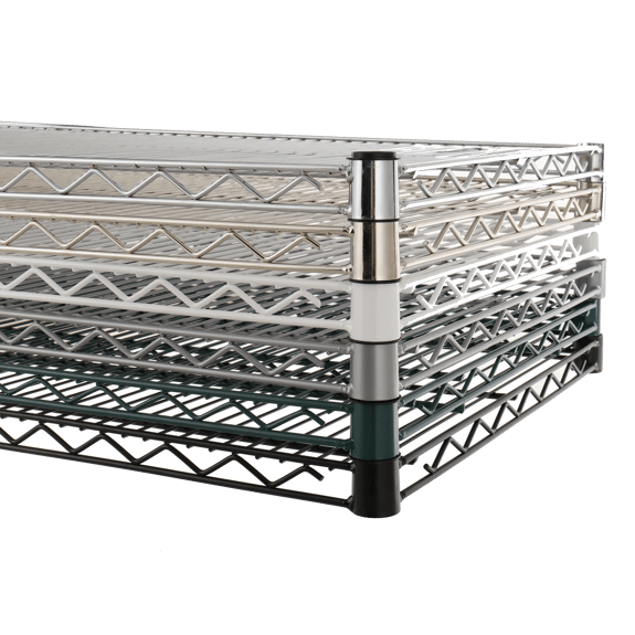 different surface finishing of wire shelving 