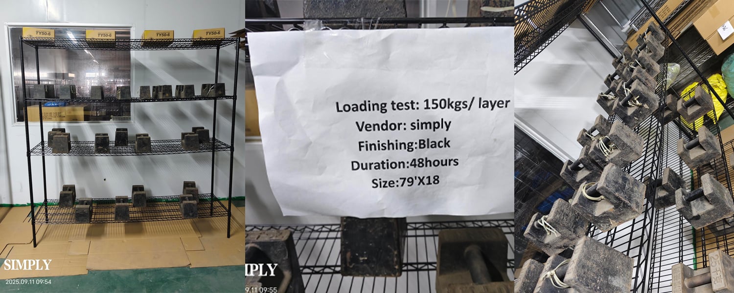 Wire shelf load-bearing test