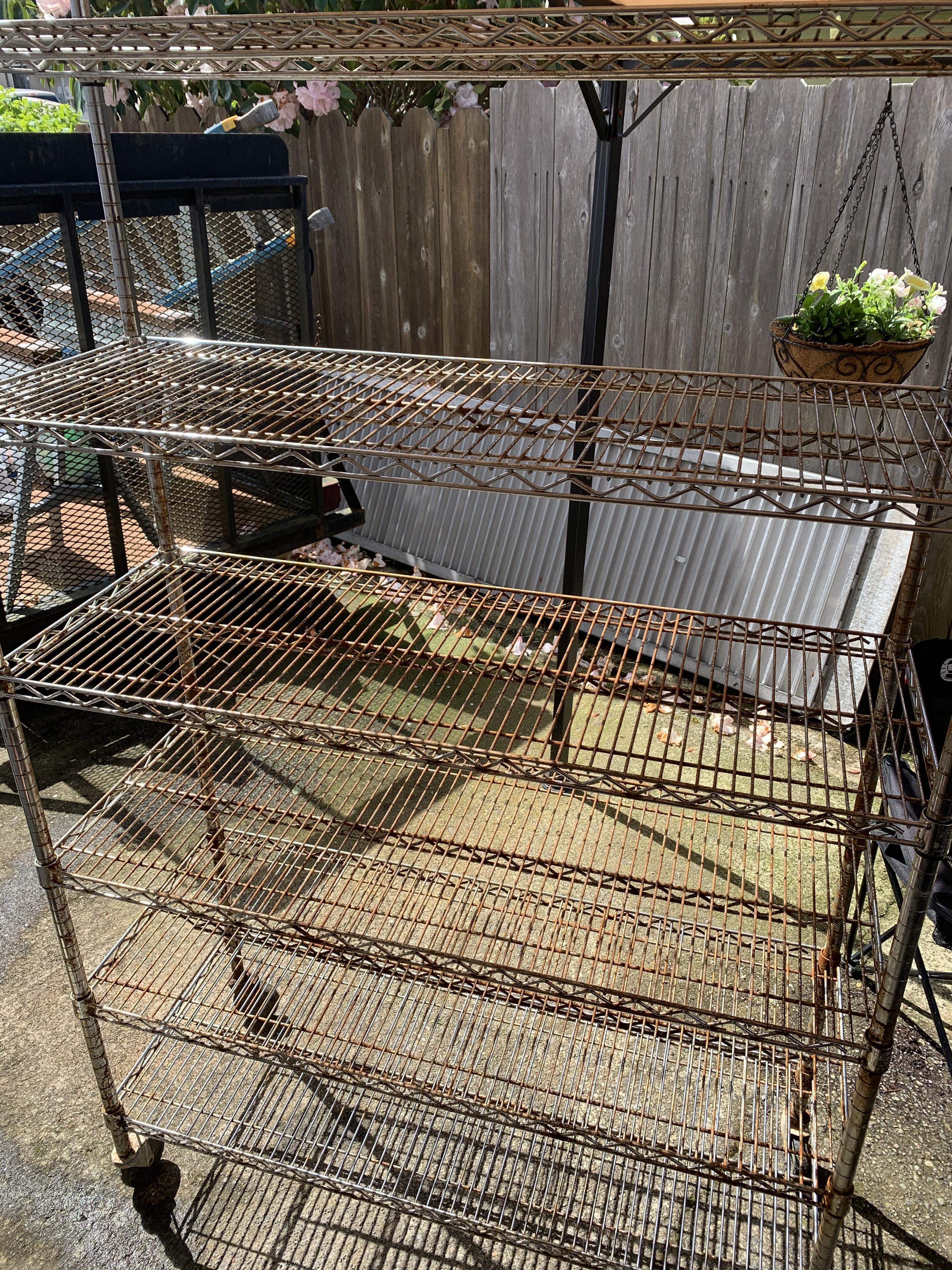 rusted mushroom wire shelving