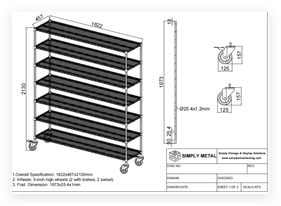 wire shelving drawings